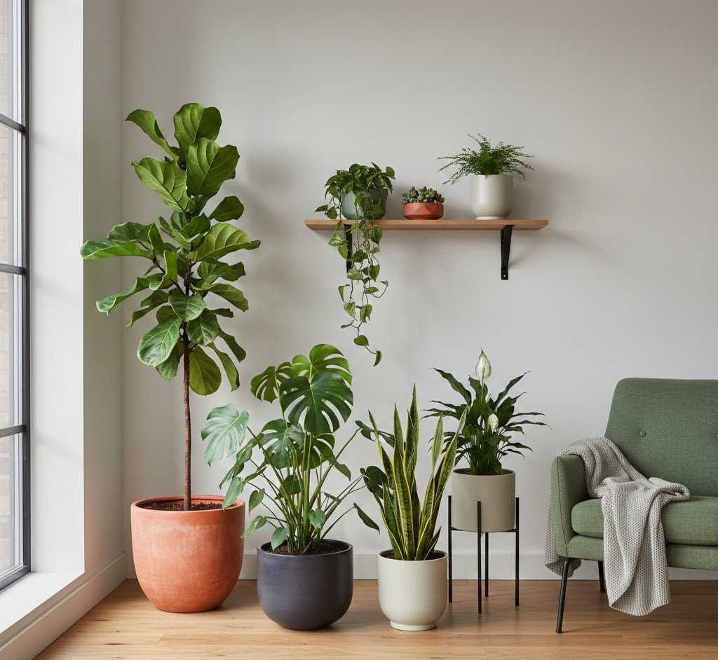 Hjørne med plantegruppe