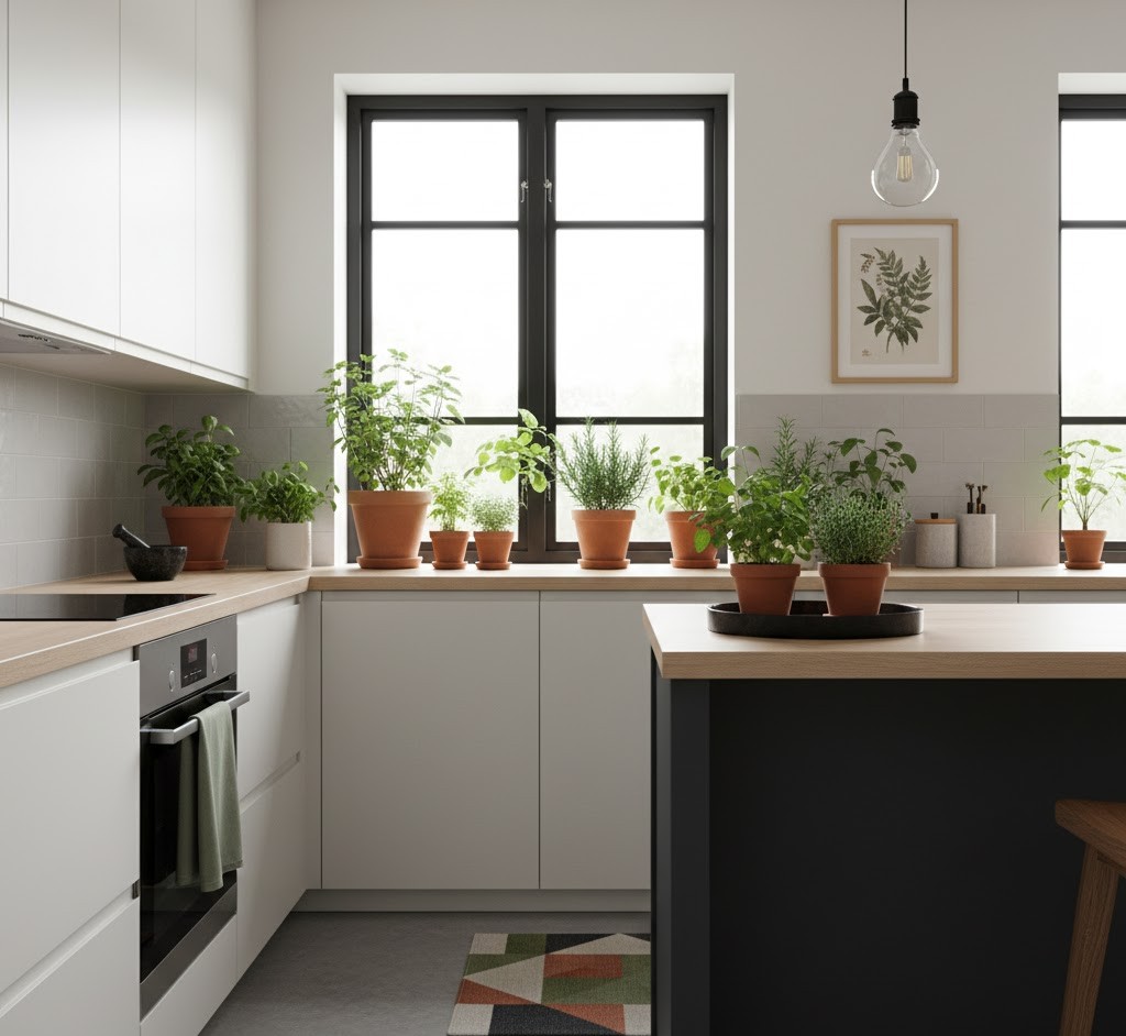 Kjøkken med urter og planter