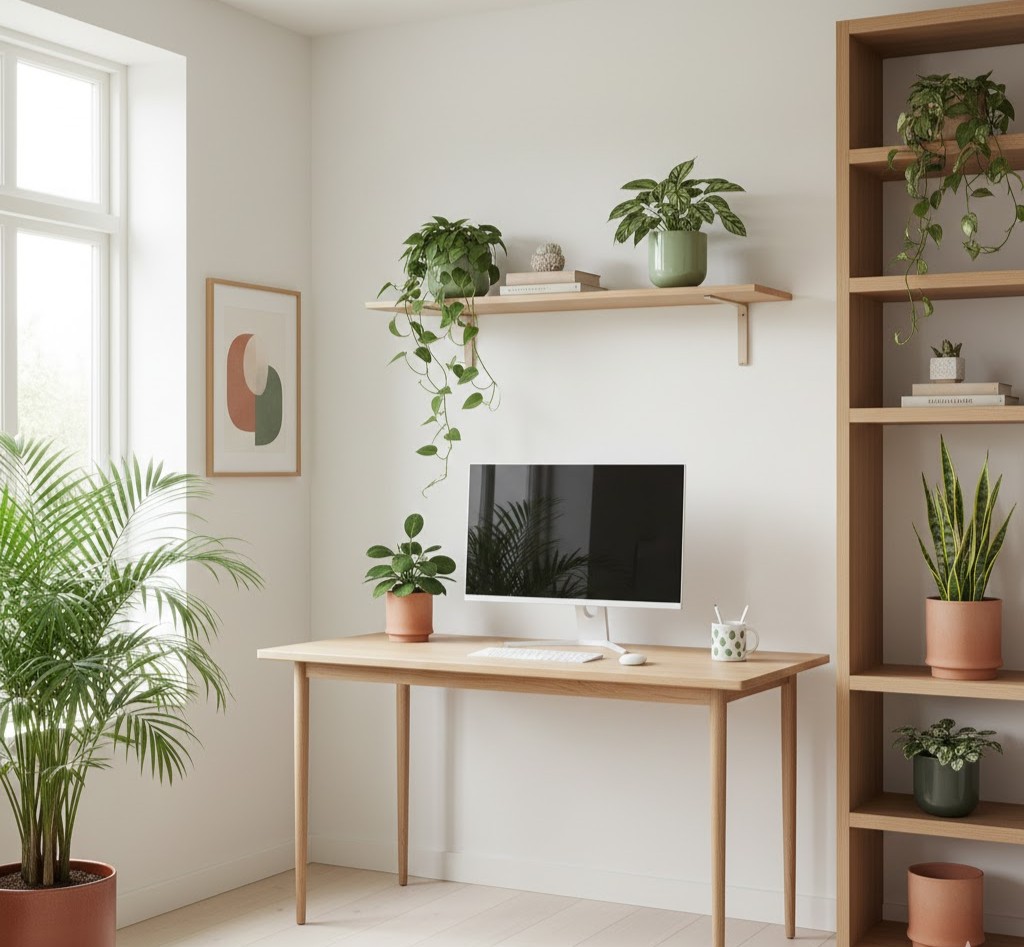 Hjemmekontor med planter